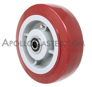 (image for) Caster; Rigid; 4"x2"; PolyU on PolyO (Red); Top Plate (4x4-1/2; holes: 2-5/8x3-5/8 slotted to 3x3; 3/8 bolt); Stainless; Stainless Roller Brng; 700# (Item #67265)