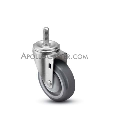 (image for) Caster; Swivel; 4"x1-1/4"; PolyU on PolyO (Gray); Threaded Stem (1/2"-13TPI x 2-13/16"); Zinc; Ball Brng; 300#; Bearing Cover; Dustcap (Item #67357) - Click Image to Close
