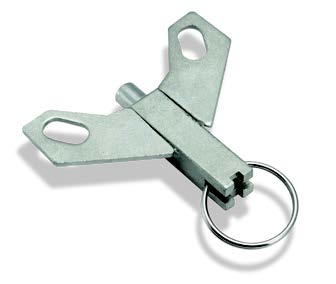 Position Lock Brake; Steel; Bolt-on style; Works with most standard 4" x 4-1/2" caster plates with holes 2-3/4" apart.  Requires notched yoke. (Item #88746)