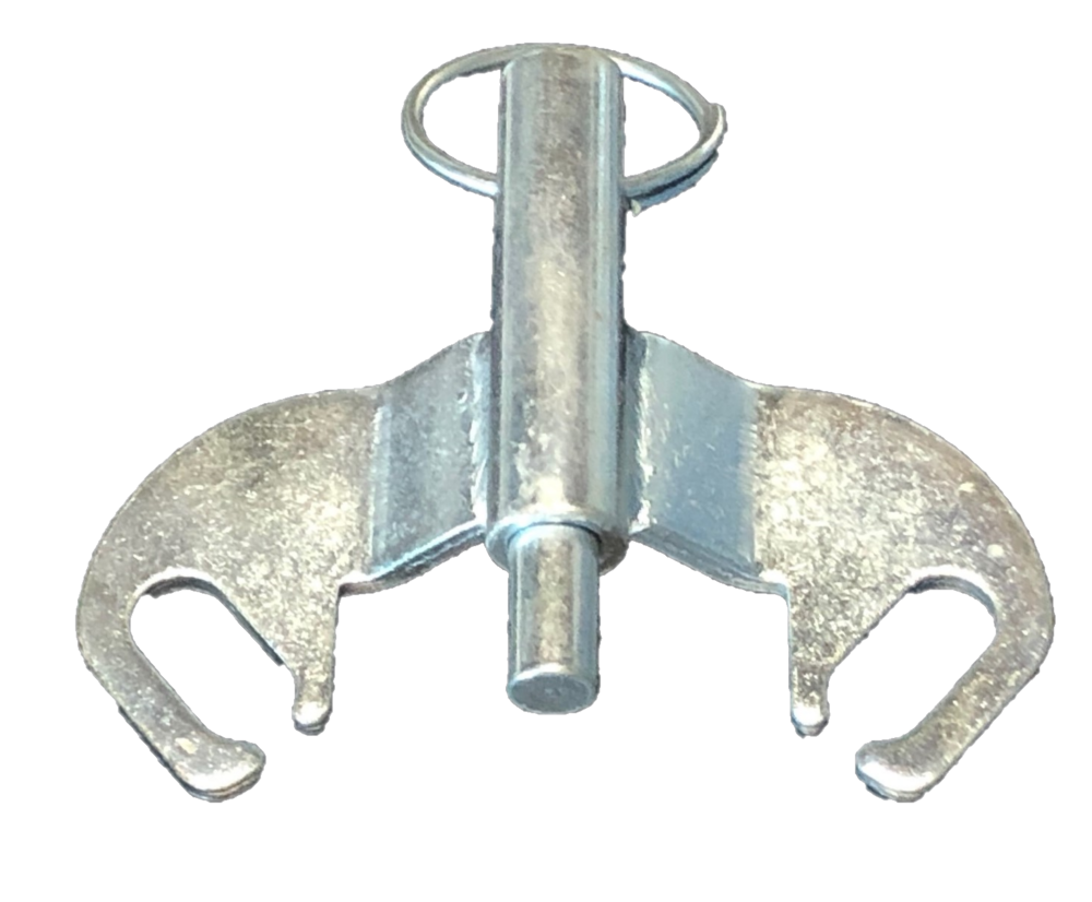 Position Lock Brake; Steel; Bolt-on style; Works with most standard 4-1/2" x 6-1/4" caster plates with holes approx 3"  apart.  Requires notched yoke. (Item #87866)