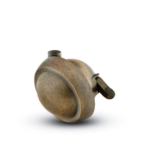 Caster; Ball; Swivel; 2-1/2"; Metal/ Zinc; Stemless; Antique; Acetyl/ Resin Brng; 100#; Pedal Lock; Wheel (Receives Shepherd 3/8" x 1-3/4" long stem) (Item #69189)