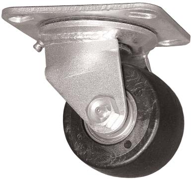 Caster; Swivel; 3" x 1-3/4"; Glass/ Nylon; Top Plate (3-1/8"x4-1/8"; holes: 2-3/8"x3-3/8"; 5/16" bolt); Zinc; Roller Brng; 500# (Item #65674)