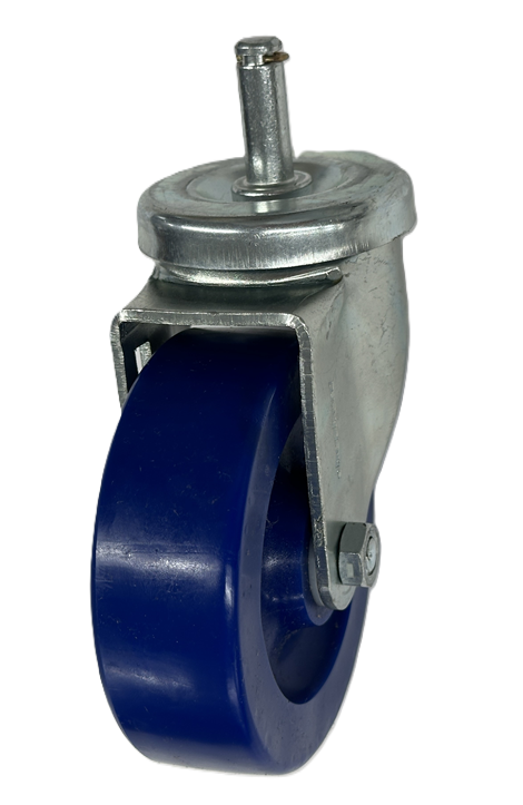Caster; Swivel; 4" x 1-1/4"; Polyurethane (Solid); Grip Ring (7/16" x 1-1/4"); Zinc; Delrin Spanner; 300#; Dust Cover (Mtl) (Item #63895)