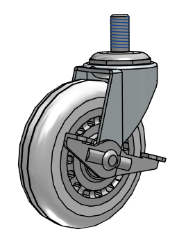Caster; Swivel; 3" x 13/16"; Polyurethane (Clear); Threaded Stem (3/8"-16TPI x 3/4"); Zinc; Plain bore; 120#; Side friction brake (Item #64096)