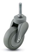 Caster; Swivel; 4" x 15/16"; PolyU on PolyO (Grayr); Threaded Stem; 5/16"-18TPI x 1"; Gray GFN; Delrin Brng; 125# (Item #67972)