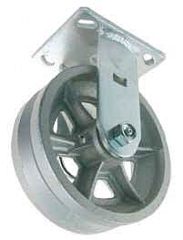 Caster; Rigid; 6" x 3"; V-Groove (7/8) Cast Iron; Plate (4-1/2"x6-1/4"; holes: 2-7/16"x4-15/16" slotted to 3-3/8"x5-1/4"; 1/2" bolt); Zinc; Roller Brng; 2400# (Item #66467)