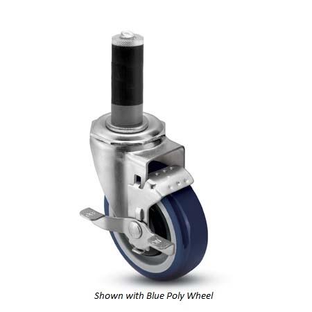 Caster; Swiv; 3" x 1-1/4"; PolyU on PolyO (Blue); Expandable Adapter (1-3/8" - 1-1/2" ID tubing) Zinc; Ball Brng; Wgt Cap: 250#; Top Lock; Wheel (Item #69961)