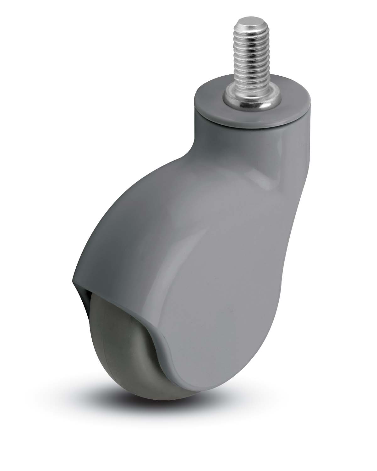 Caster; Swivel; 4 x 1-1/4; Thermoplastized Rubber (Gray); Threaded Stem (1/2-13TPI x 1-1/2); Gray Rig; Precision Ball Brng; 225#; Raceway Seal; Thread guards (Item #65144)
