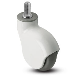 Caster; Swivel; 3" x 1"; Thermoplastized Rubber (Gray); Threaded Stem (3/8"-16TPI x 3/4"); White; Precision Ball Brng; 110#; Raceway Seal; Thread guards (Item #65937)