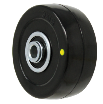 Wheel; 3" x 1-1/4"; Conductive Rubber; Precision Ball Brng; 3/8" Bore; 1-1/4" Hub Length; 190#; Thread guards (Item #88164)
