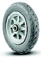 Wheel; 6" x 1-1/4"; Flat Free  (Gray); Ball Brng; 150#; 3/8" Bore; 1-9/16" Hub Length.  Performs like a pneumatic but requires no air and never goes flat. (Item #89755)