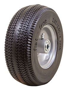 Wheel; 8.5" x 2-3/4" (2.80/2.50-4); Foam-Filled Flat Free Tire; Prec Ball Brng; 3/4" Bore; 3-1/4" Hub Length; 250#; Centered Bolted Hub; Sawtooth Tread (Item #87358)