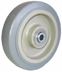 Wheel; 5" x 2"; 60AThermoplastized Rubber (Gray); Precision Ball Brng; 1/2" Bore; 2-7/16" Hub Length; 350# (Item #87649)