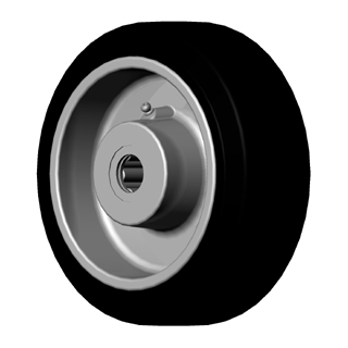 Wheel; 12" x 4"; Rubber on Cast Iron; Roller Brng; 1" Bore; 4-1/4" Hub Length; 1500# (Item #89154)