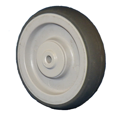 Wheel; 5" x 1-1/4"; Thermoplastized Rubber (Gray); Flat Face; Precision Ball Brng; 3/8" Bore; 1-5/8" Hub Length; 325#; Bearing Cover (Item #88985)