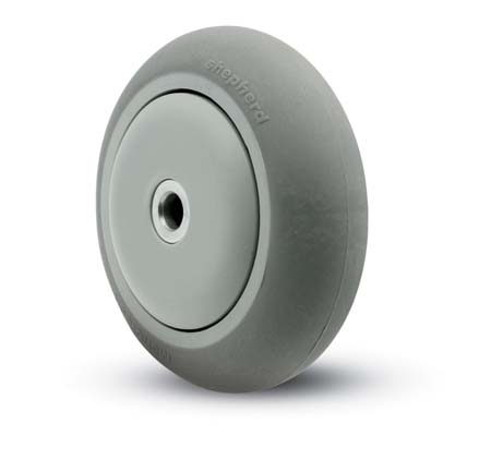 Wheel; 5" x 1-1/4"; ThermoPlastic Rubber Donut (Gray); Precision Ball Brng; 3/8" Bore; 1-9/16" Hub Length; 300#; Bearing Cover (88172)