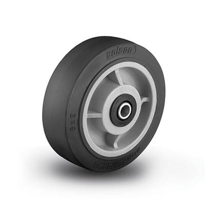 Wheel; 4" x 2"; Thermoplastized Rubber (Black); Roller Brng; 1/2" Bore; 2-7/16" Hub Length; 300# (Item #87841)