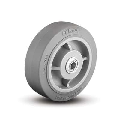 Wheel; 4" x 2"; Thermoplastized Rubber (Gray); Roller Brng; 450#; 3/4" Bore; 2-7/16" Hub Length (Item #89576)
