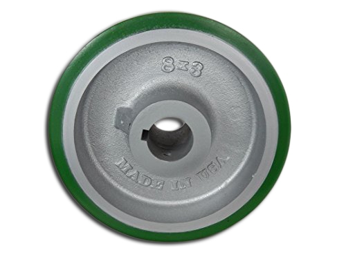 Drive Wheel; 10" x 2-1/2"; 95A PolyU on Cast Iron; Plain bore; 1-13/16" Bore; 2-3/4" Hub Length; 2000#; Keyway (1/2" x 1/4" w/ 2 set screws) (Item #87299)