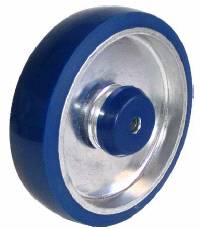 Wheel; 5" x 1-1/4"; PolyU on Alum (Color May Vary); Precision Ball Brng; 3/8" Bore; 1-9/16" Hub Length; 440# (Item #88197)