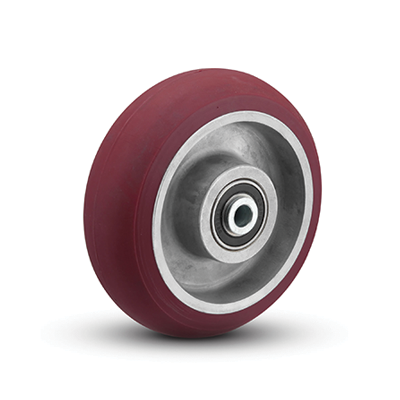 Wheel; 8" x 2"; Donut A95 PolyU on Alum; Precision Ball Brng; 1/2" Bore; 2-7/16" Hub Length; 1200#. (Item #88027)