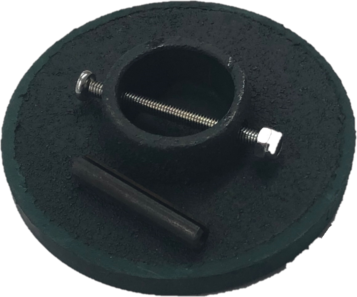 Replacement Floor Lock Foot; Cast Iron with Rubber Pad; 3" x 1/4"; 1" receiver ID; Comes with rollpin and bolt. (Item #87791)