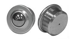 Ball Transfer; 1"; Steel Ball; Round Drop-in Base (1-1/2" x 11/16"); Machined Steel  Housing; 440#; 9/16" Load Height; Weep Hole(s) (Item #88176)