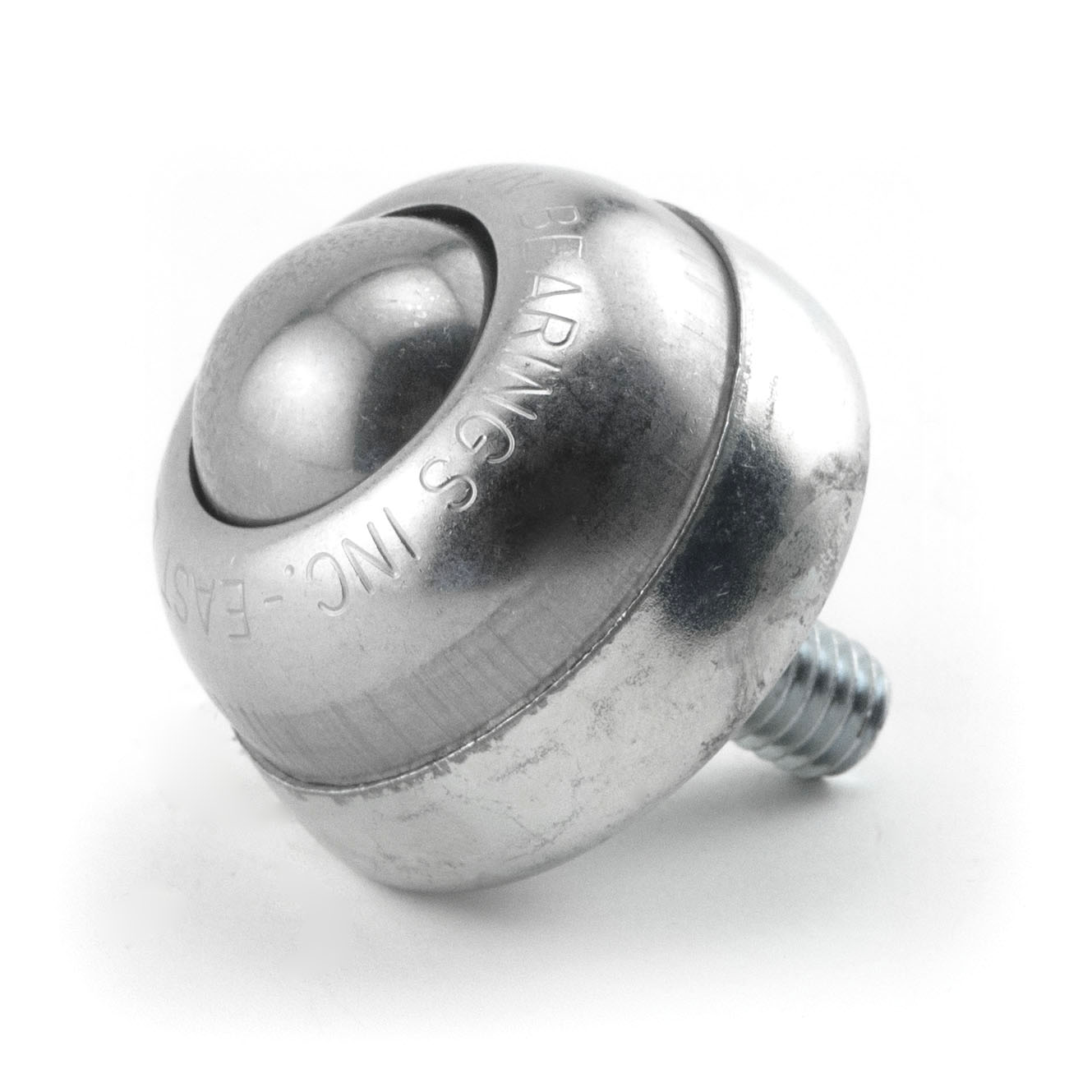 Ball Transfer; 1" Stainless Steel ball; Threaded Stud; 3/8"-16TPI x 11/16"; Zinc-plated cup and stud; 75#; 1-3/8" load height (Item #89341)