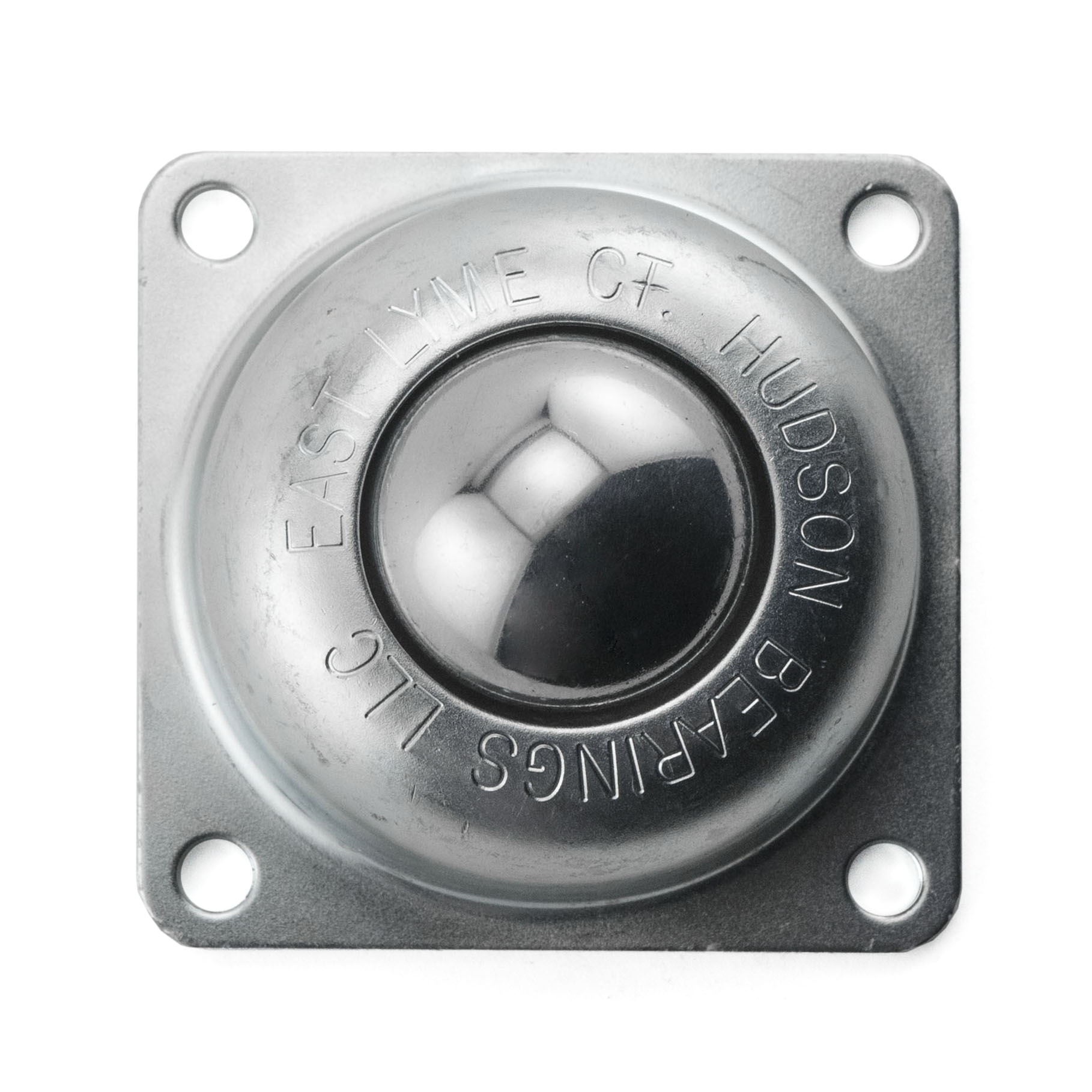 Ball Transfer; 1-1/2" ball; Stainless Steel; Flange (3"x3"; holes: 2-7/16"x2-7/16"; 1/4" bolt); Carbon Steel Housing; 250#; 1-13/16" load height (Item #89351)