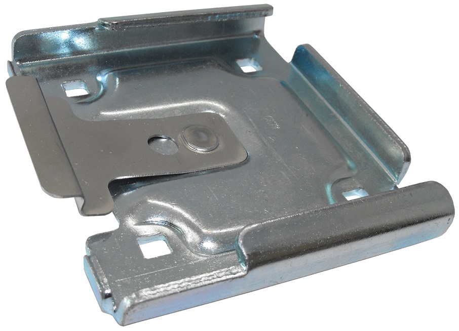 Caster Quck Attach Pad; bolt-on holes 1-1/2"x2" (may vary); Zinc plated Steel; fits 2-3/8"x3-5/8" plates; Snap In style. Adds 3/8" load height to caster. (Item #89279)