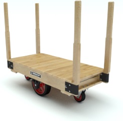 Platform Truck; 30" x 48"; 12" x2-1/2" Cast Iron Wheels; 6"x2" Swivel Casters; Wood Deck; 1500#; 4 Removable Stakes (Item #64911)