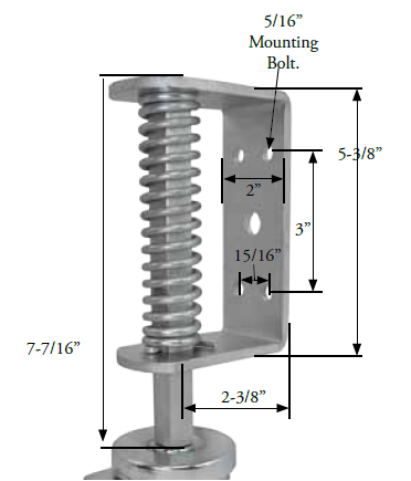 (image for) Spring Loaded Gate Caster; 3" x 1-3/4"; PolyU on PolyO (Gray); Bracket (2"x5-3/8"; holes 15/16"x3"); Ball Brng; 250# cap; Full 2" Spring deflection at 230#. (Item #65403)