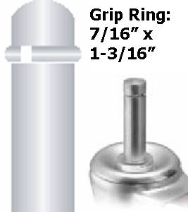 Caster; Swivel; 3" x 13/16"; Thermoplastized Rubber (Gray); Grip Ring; 7/16"x1-3/16"; Zinc; Plain bore; 110#; Top lock brake (Item #68358)