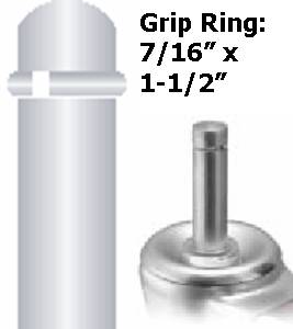 7/16" Grip Ring 3"x1-1/4" Swivel Polyolefin Wheel Caster 4 