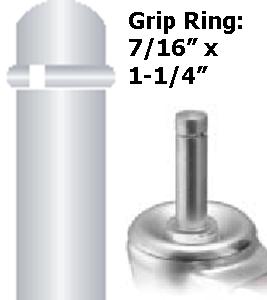 (image for) Caster; Swivel; 4" x 1-1/4"; Polyurethane (Solid); Grip Ring (7/16" x 1-1/4"); Zinc; Delrin Spanner; 300#; Dust Cover (Mtl); Tread brake (Item #63894)