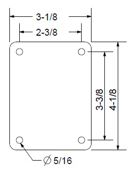 Caster; Swivel; 3" x 1-13/16"; Glass Filled Nylon; Plate; 3-1/8"x4-1/8"; holes: 2-3/8"x3-3/8"; 5/16" bolt; Zinc; Precision Ball Brng; 700#; Sure-Lok brake (Item #68578)